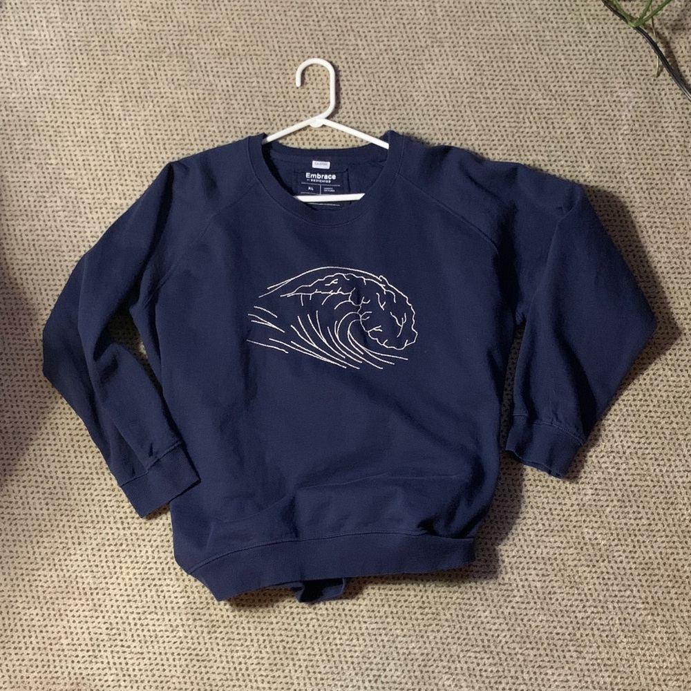 Navy Embrace the Planet Wave Crewneck